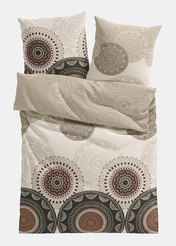 Baumwollmix-Bettwäsche in beige von vorne - bonprix