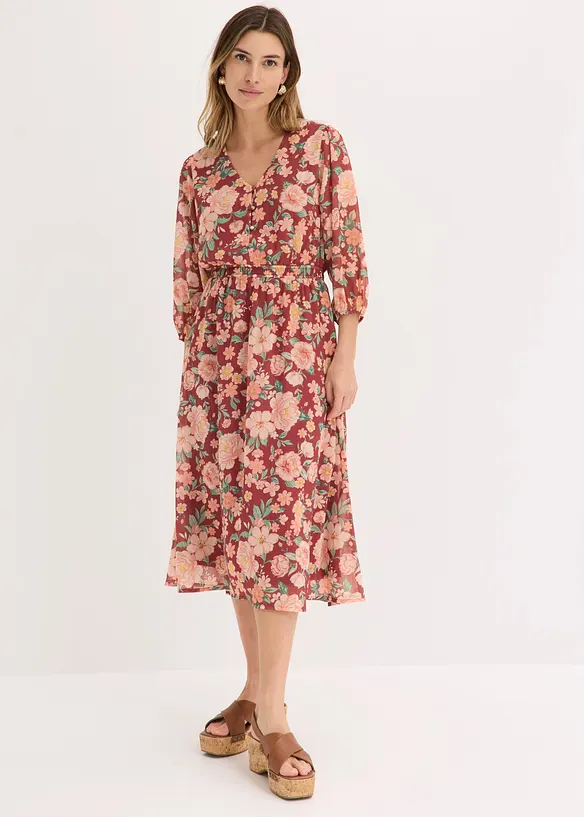 ausgestelltes Chiffonkleid in rot von vorne (Totalaufnahme) - bonprix ausgestelltes Chiffonkleid in rot von vorne (Totalaufnahme) - bonprix