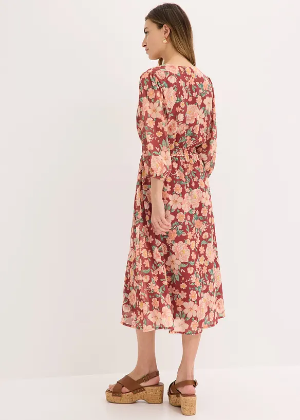 ausgestelltes Chiffonkleid in rot von hinten (Totalaufnahme) - bonprix ausgestelltes Chiffonkleid in rot von hinten (Totalaufnahme) - bonprix