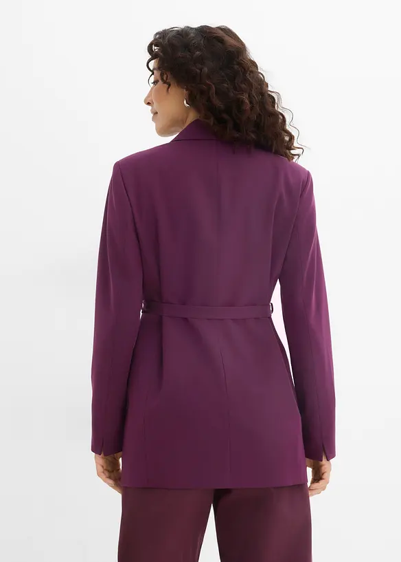 Blazer mit Bindegürtel in lila von hinten (im Anschnitt) - bonprix