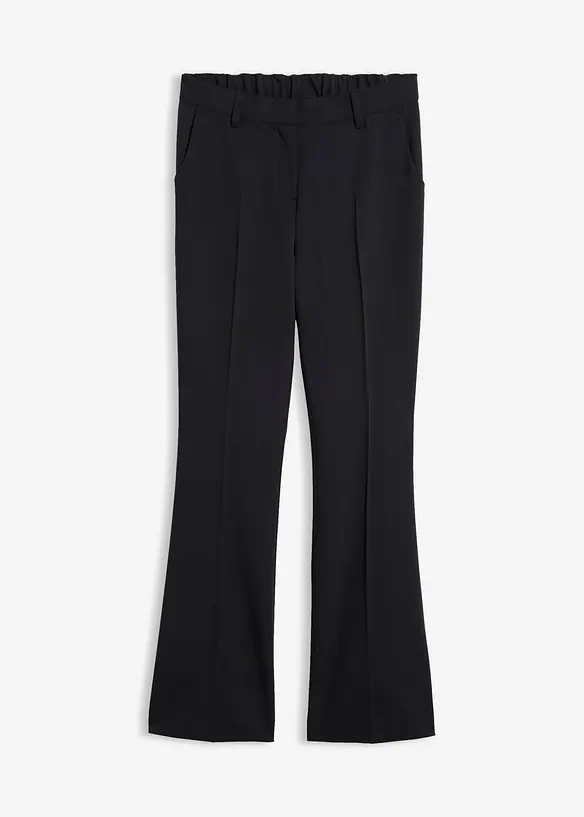 Ausgestellte Hose mit Bügelfalten in schwarz von vorne - bonprix