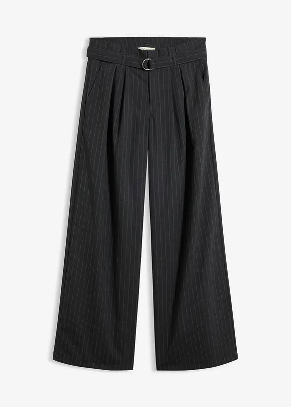 Weite Bundfaltenhose in grau von vorne - bonprix