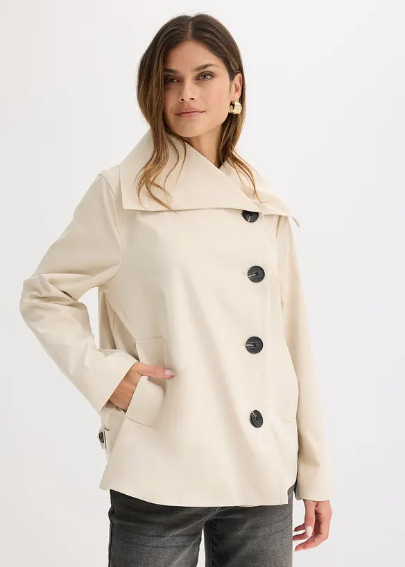 Trenchjacke in beige von vorne (im Anschnitt) - bonprix
