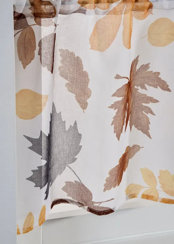 Scheibengardine mit feiner Struktur und recyceltem Polyester in beige (Detailaufnahme) - bonprix