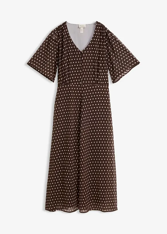 Midikleid aus strukturiertem Chiffon in braun von vorne - bonprix Midikleid aus strukturiertem Chiffon in braun von vorne - bonprix