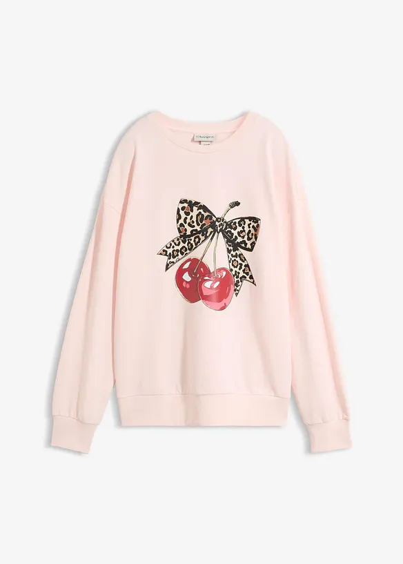 Weites Sweatshirt aus reiner Bio-Baumwolle in rosa von vorne - bonprix