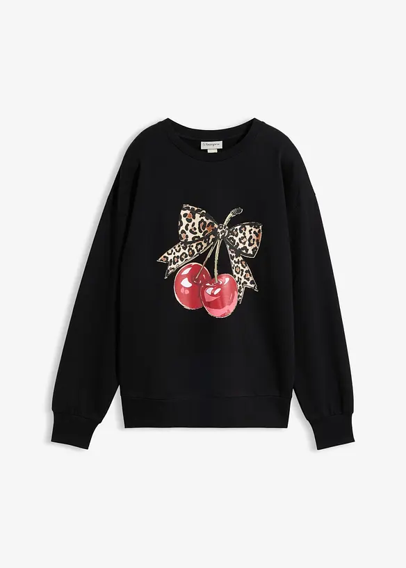 Weites Sweatshirt aus reiner Bio-Baumwolle in schwarz von vorne - bonprix Weites Sweatshirt aus reiner Bio-Baumwolle in schwarz von vorne - bonprix