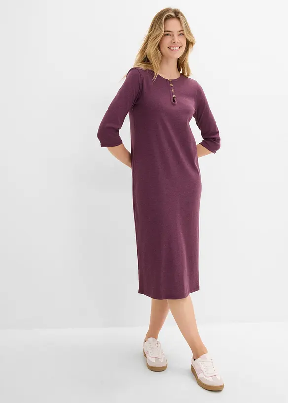 Shirtkleid mit 3/4-Ärmeln in rot von vorne (Totalaufnahme) - bonprix