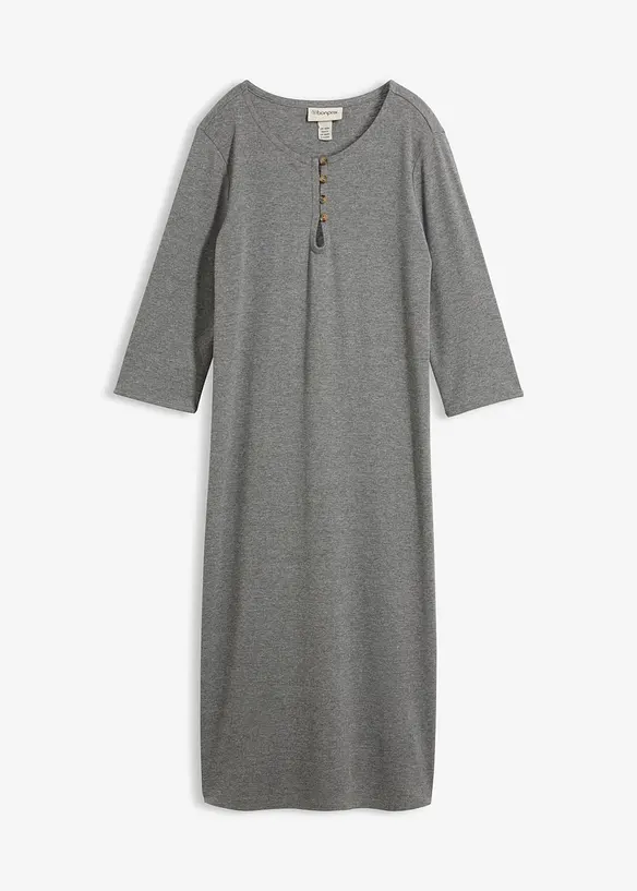 Shirtkleid mit 3/4-Ärmeln in grau von vorne - bonprix