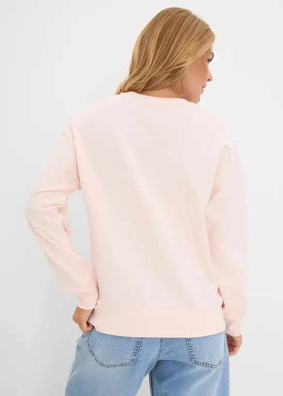 Weites Sweatshirt aus reiner Bio-Baumwolle in rosa von hinten (im Anschnitt) - bonprix