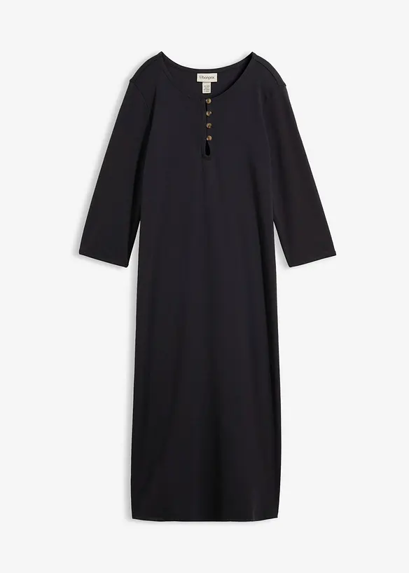 Shirtkleid mit 3/4-Ärmeln in schwarz von vorne - bonprix