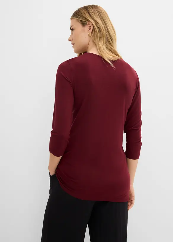Longshirt doppellagig vorn aus softem Viskose-Mix (2er Pack) in blau von hinten (im Anschnitt) - bonprix