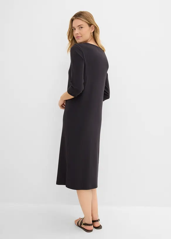 Shirtkleid mit 3/4-Ärmeln in schwarz von hinten (Totalaufnahme) - bonprix