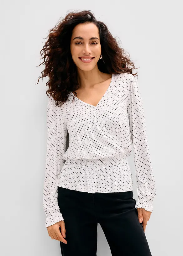 Shirt in Wickeloptik in weiß von vorne (im Anschnitt) - bonprix Shirt in Wickeloptik in weiß von vorne (im Anschnitt) - bonprix