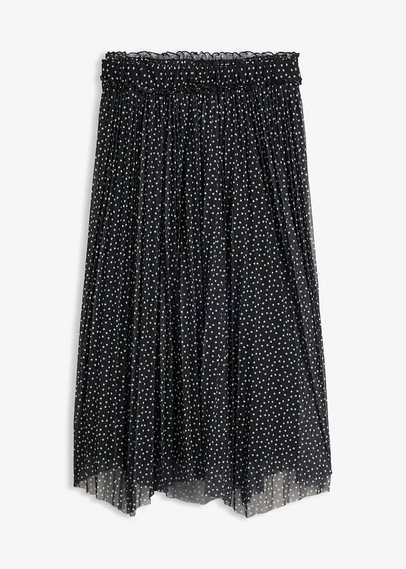 Plissée-Rock in Midi-Länge in schwarz von vorne - bonprix Plissée-Rock in Midi-Länge in schwarz von vorne - bonprix