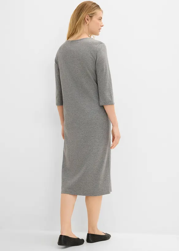 Shirtkleid mit 3/4-Ärmeln in grau von hinten (Totalaufnahme) - bonprix