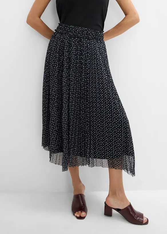 Plissée-Rock in Midi-Länge in schwarz von vorne - bonprix Plissée-Rock in Midi-Länge in schwarz von vorne - bonprix