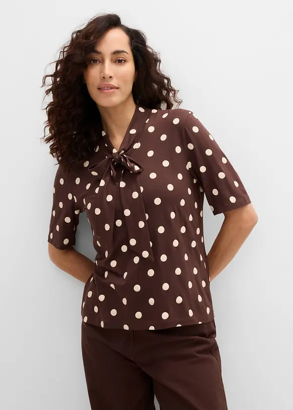 Shirt mit Schluppe in braun von vorne (im Anschnitt) - bonprix