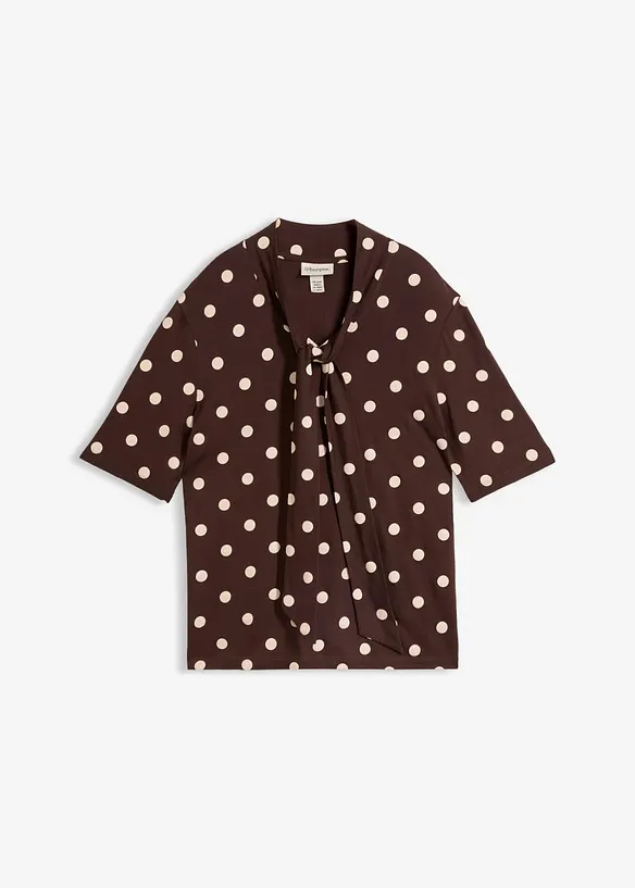 Shirt mit Schluppe in braun von vorne - bonprix