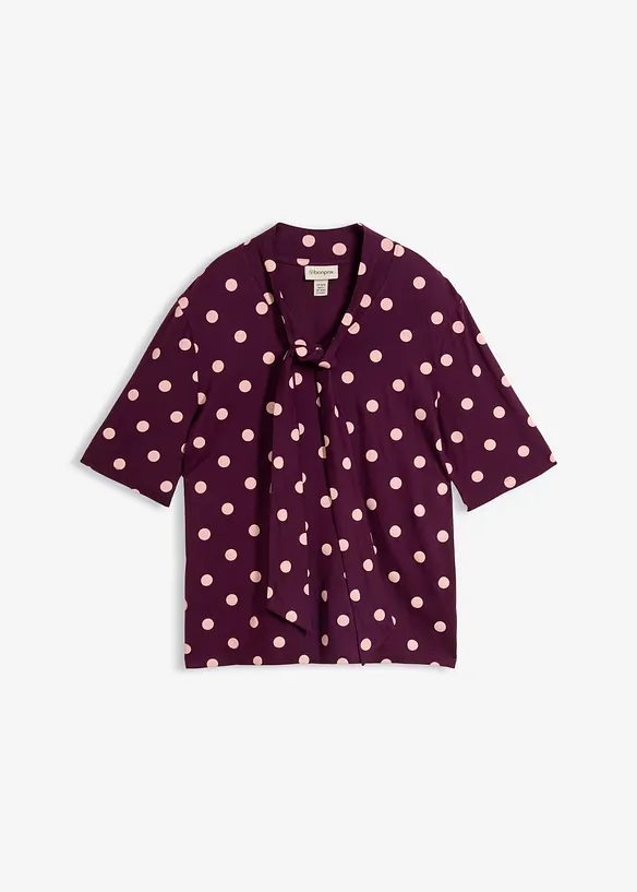 Shirt mit Schluppe in lila von vorne - bonprix