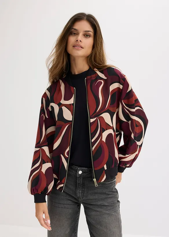 Blouson aus fließendem Satin in rot von vorne (im Anschnitt) - bonprix