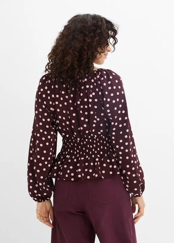 Bluse aus fließendem Satin in lila von hinten (im Anschnitt) - bonprix