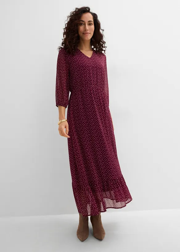 Maxi-Chiffonkleid in lila von vorne (Totalaufnahme) - bonprix