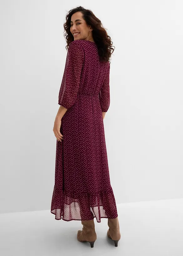 Maxi-Chiffonkleid in lila von hinten (Totalaufnahme) - bonprix