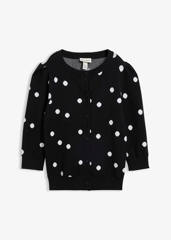 Strickjacke aus feinem Viskose-Mix in schwarz von vorne - bonprix