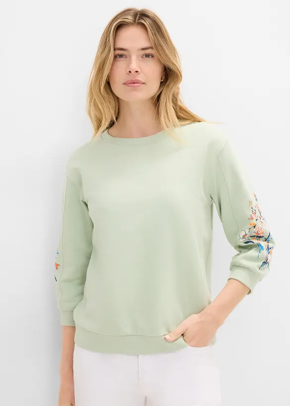 Sweatshirt aus reiner Bio-Baumwolle in grün von vorne (im Anschnitt) - bonprix Sweatshirt aus reiner Bio-Baumwolle in grün von vorne (im Anschnitt) - bonprix
