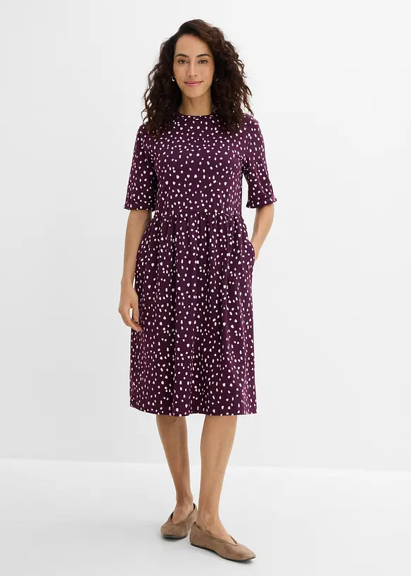 Shirtkleid aus elastischem Baumwoll-Mix in lila von vorne (Totalaufnahme) - bonprix Shirtkleid aus elastischem Baumwoll-Mix in lila von vorne (Totalaufnahme) - bonprix