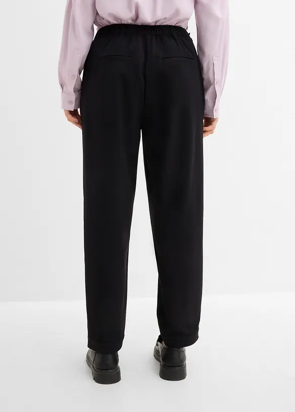 Verkürzte Hose aus Viskose-Mix in schwarz von hinten - bonprix
