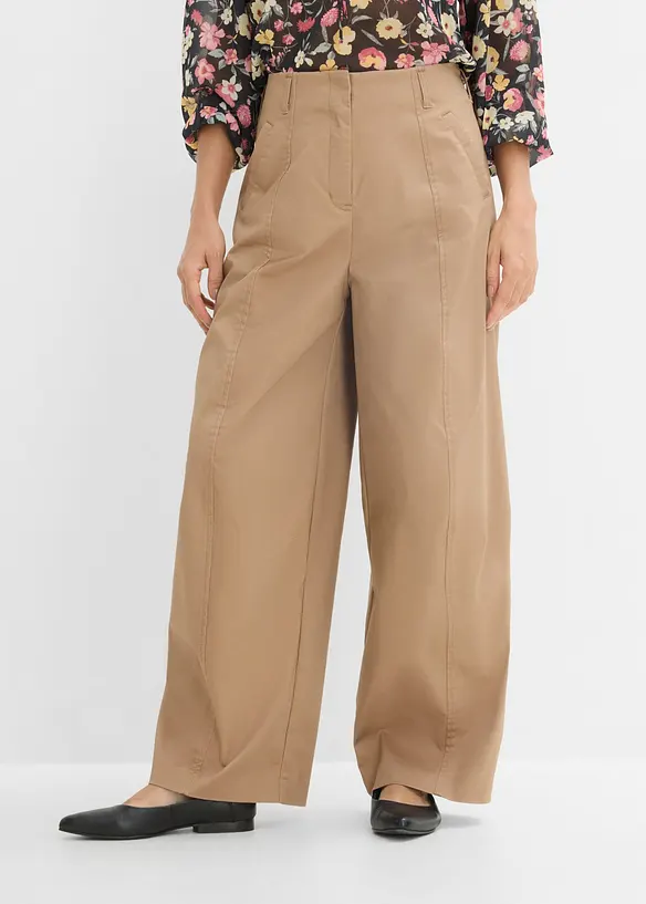 Twill Barrel-Hose in braun von vorne - bonprix