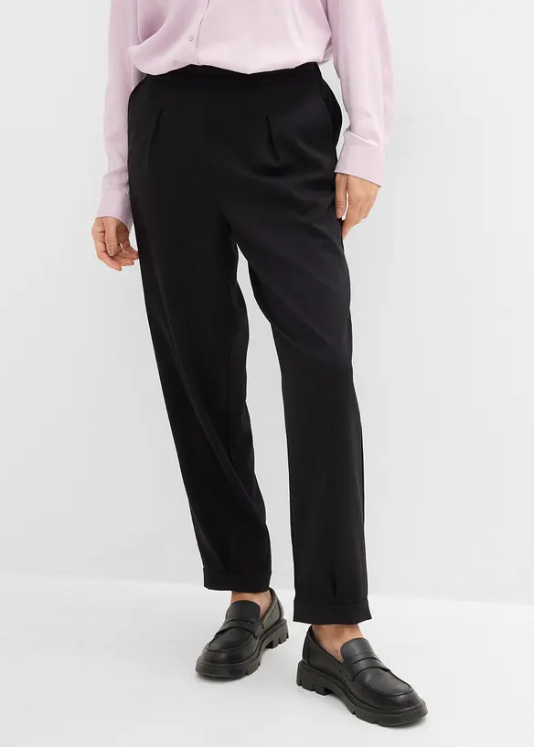 Verkürzte Hose aus Viskose-Mix in schwarz von vorne - bonprix