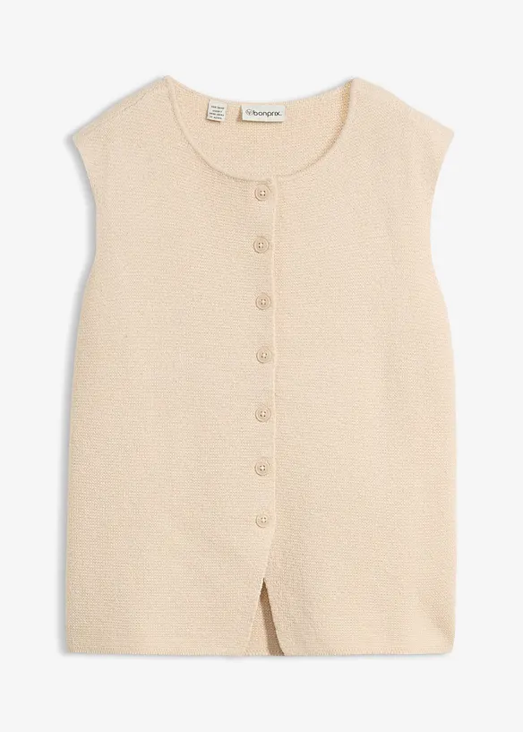 Milano-Strick-Weste in beige von vorne - bonprix