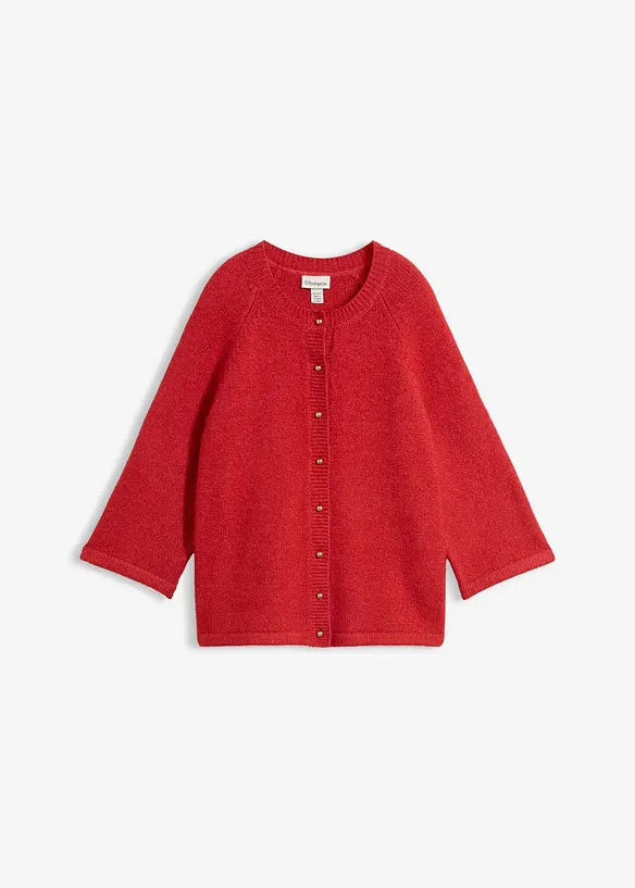 Strickjacke, 3/4 Arm in rot von vorne - bonprix