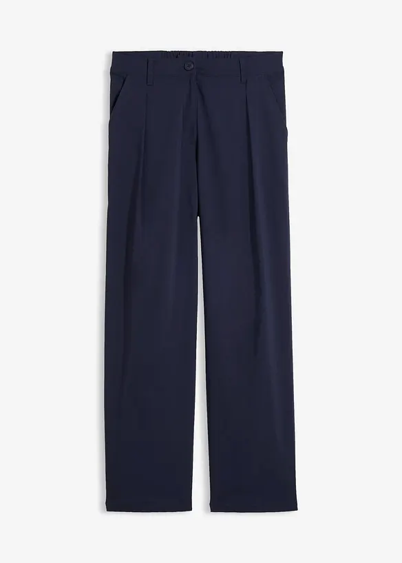 Bengalin-Hose mit Bundfalte aus Viskose-Mix in blau von vorne - bonprix