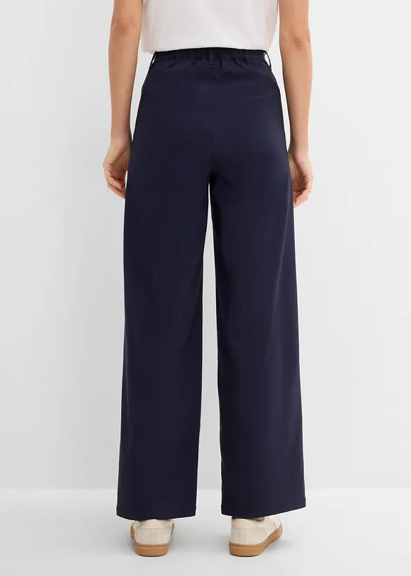 Bengalin-Hose mit Bundfalte aus Viskose-Mix in blau von hinten - bonprix