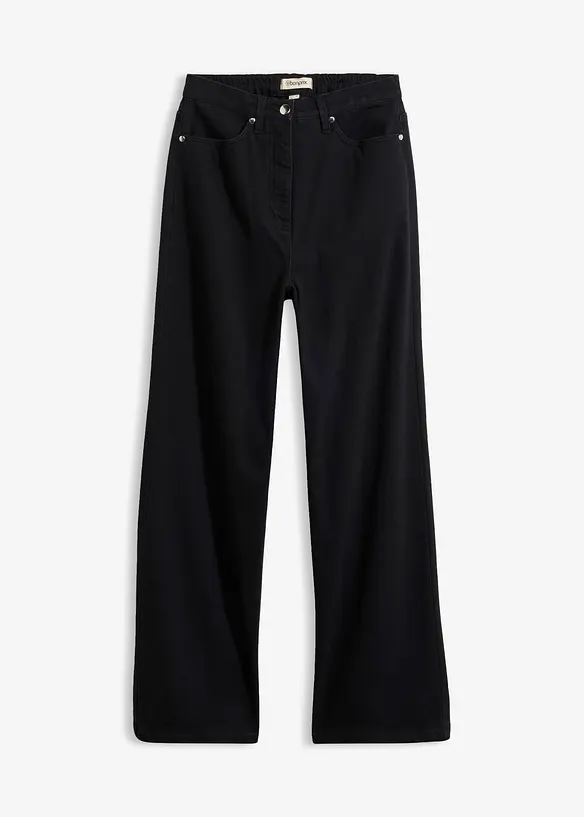 High-Waist-Twillhose aus Baumwoll-Mix in schwarz von vorne - bonprix