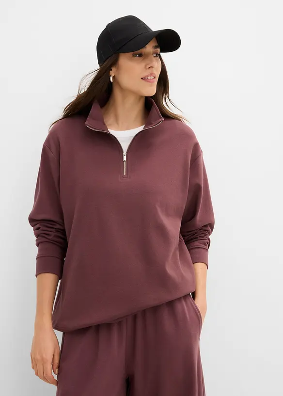 Baumwollshirt aus Interlock in lila von vorne (im Anschnitt) - bonprix
