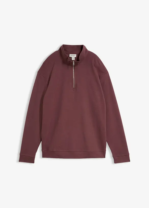 Baumwollshirt aus Interlock in lila von vorne - bonprix