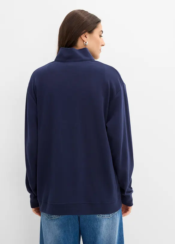 Baumwollshirt aus Interlock in blau von hinten (im Anschnitt) - bonprix