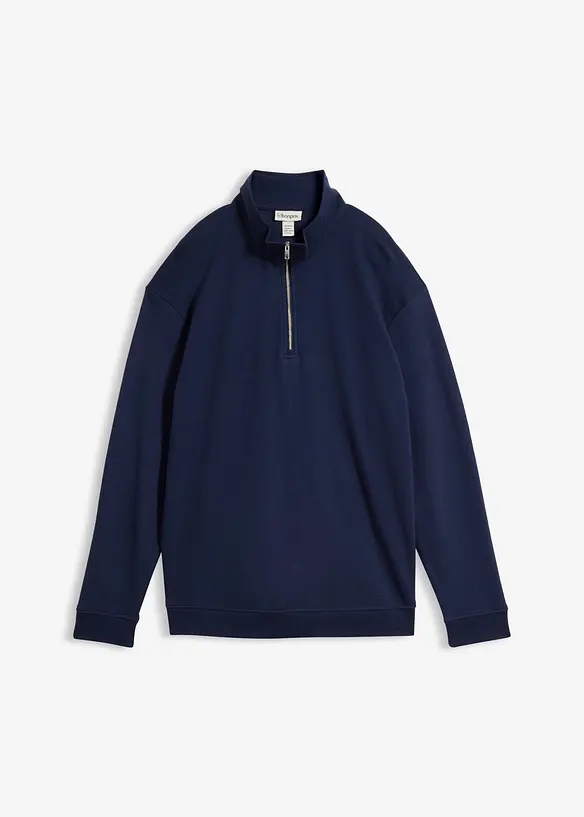 Baumwollshirt aus Interlock in blau von vorne - bonprix