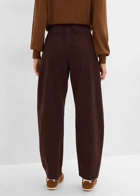 High-Waist-Barrel-Twillhose aus Baumwoll-Mix in braun von hinten - bonprix High-Waist-Barrel-Twillhose aus Baumwoll-Mix in braun von hinten - bonprix
