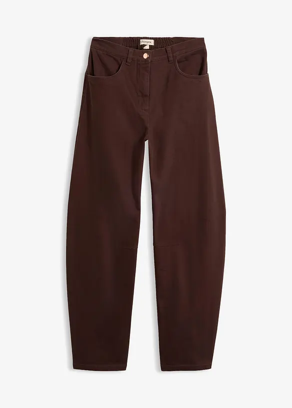 High-Waist-Barrel-Twillhose aus Baumwoll-Mix in braun von vorne - bonprix High-Waist-Barrel-Twillhose aus Baumwoll-Mix in braun von vorne - bonprix