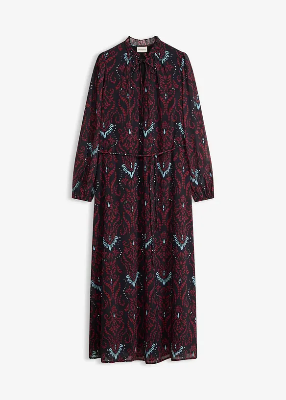 ausgestelltes Chiffonkleid in schwarz von vorne - bonprix