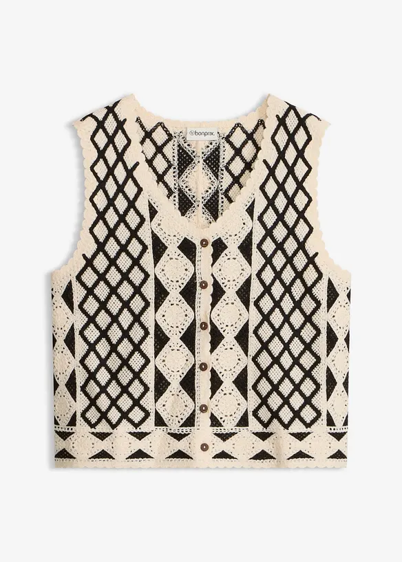 Strick-Weste in beige von vorne - bonprix