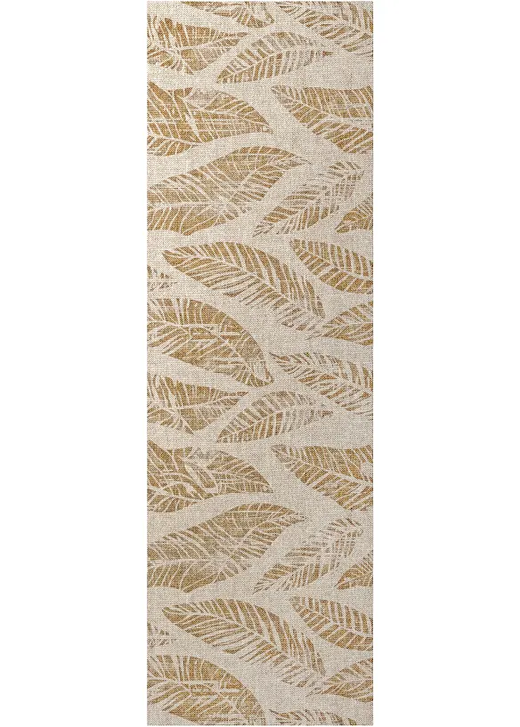 Waschbare Fußmatte mit Blättern in beige - bonprix