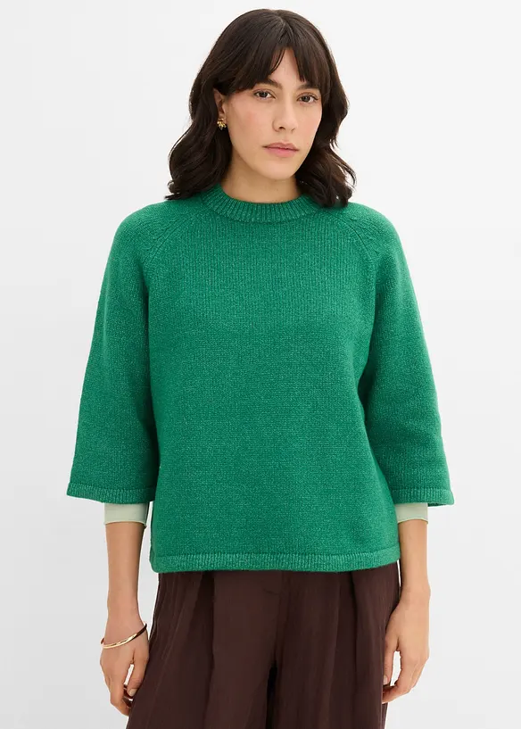 Oversized Strickshirt in grün von vorne (im Anschnitt) - bonprix
