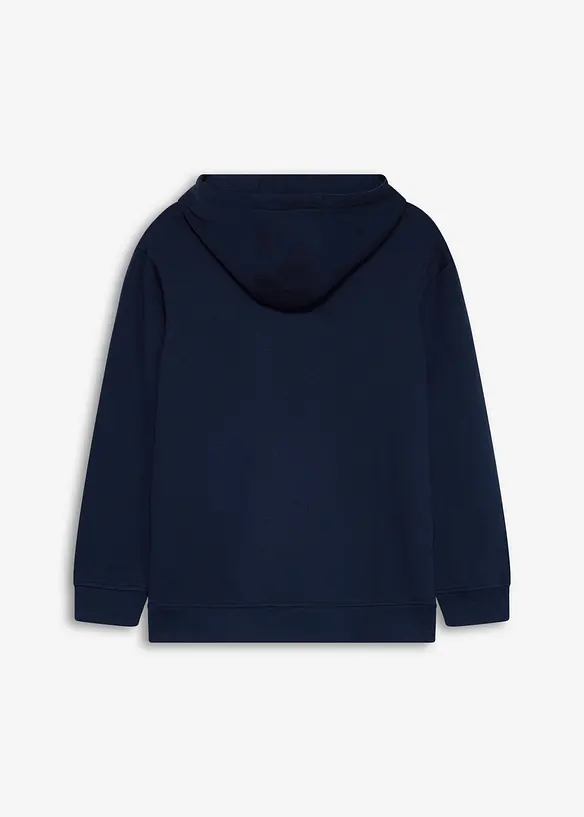 Hoodie aus weichem Baumwoll-Mix in blau von hinten - bonprix